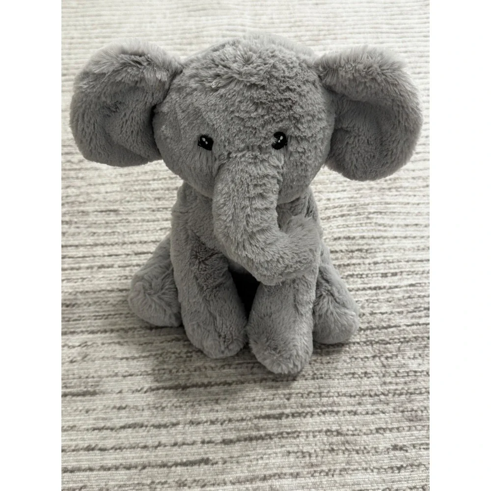 Trend Lab Gray Elephant Plush Stuffed Animal Soft Shaggy Nursery Decor Toy